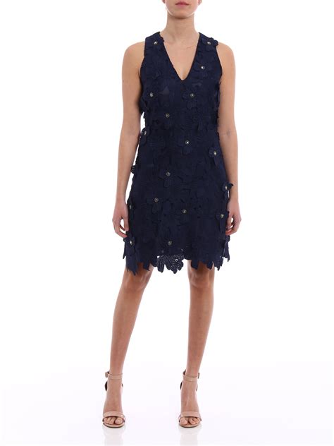 michael kors floral applique lace dress blue|Michael Kors Floral Appliqué Lace Dress Women.